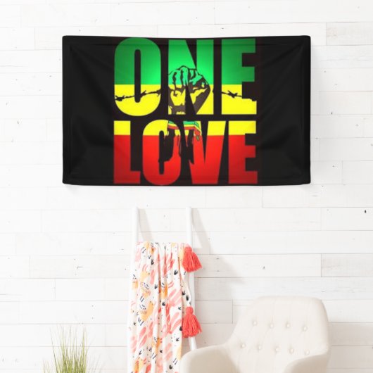 Rasta One Love T-Shirt Briefkaart Koffie Mok Serve Spandoek (Insitu)