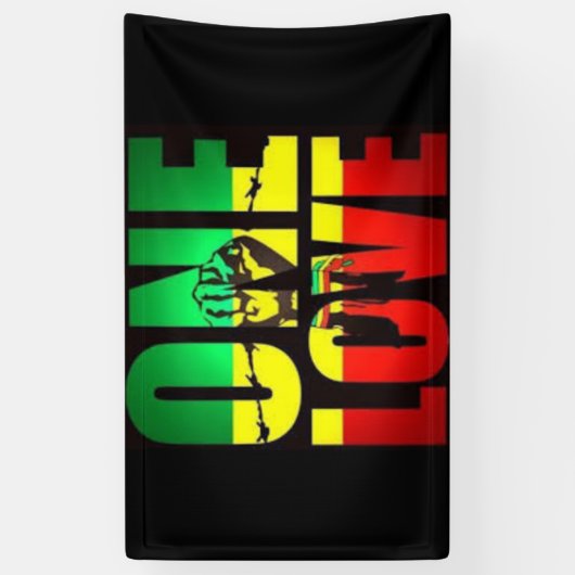 Rasta One Love T-Shirt Briefkaart Koffie Mok Serve Spandoek (Verticaal)