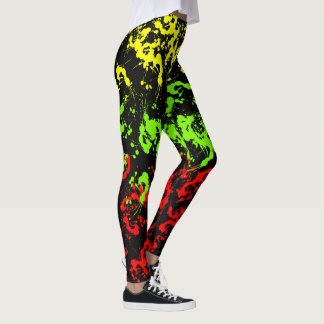 Rasta Paint Splatter Leggings vrouwen