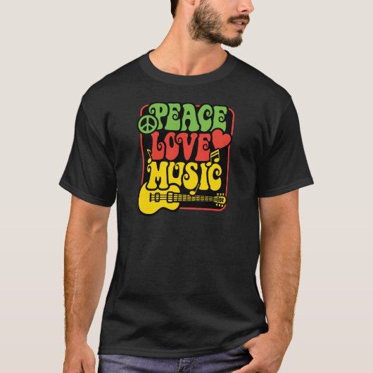 Rasta PEACE-LOVE-MUSIC T-shirt (Voorkant)