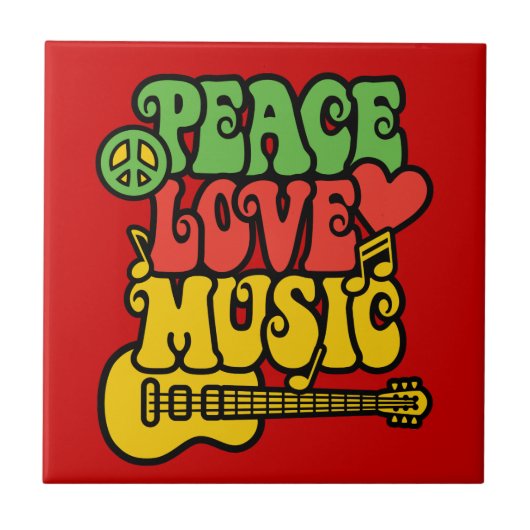 Rasta Peace-Love-Music Tegeltje (Voorkant)