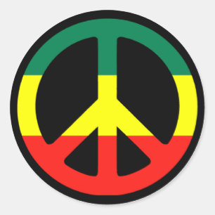Rasta Peace Sign Ronde Sticker