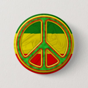 Rasta Peace Symbol Ronde Button 5,7 Cm
