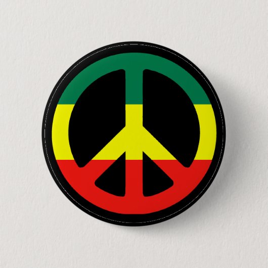 Rasta Peace Symbol Ronde Button 5,7 Cm (Voorkant)