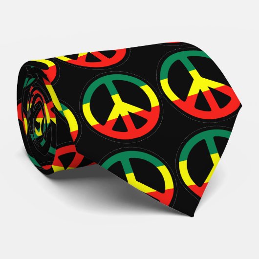 Rasta Peace Symbol Stropdas (Opgerold)