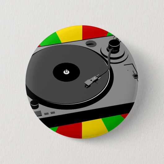 Rasta Platenspeler Ronde Button 5,7 Cm (Voorkant)