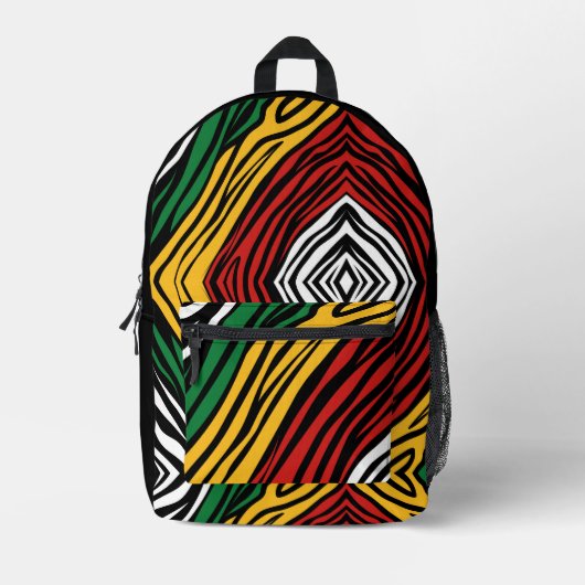 Rasta Print Zebra Bedrukte Rugzak (Voorkant)