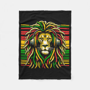 Rasta Raggae Jamaica Lion of Judah Muziek Hoofdtel Fleece Deken