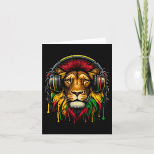 Rasta Raggae Jamaica Muziek Hoofdtelefoon Leeuw va Kaart