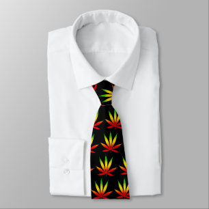 Rasta Rastafarian Reggae Jamaïque Feuille Cravate 