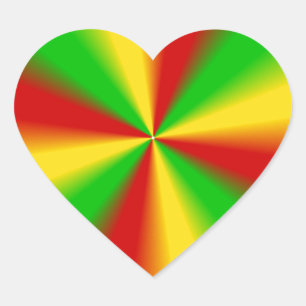 Rasta Rays Green Yellow en Red Hart Sticker