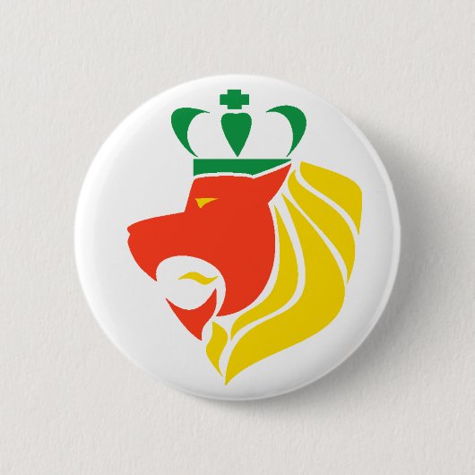 Rasta Reggae Crowned Lion Button (Voorkant)