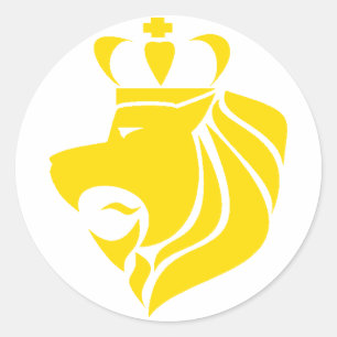 Rasta Reggae Crowned Lion Yellow Ronde Sticker