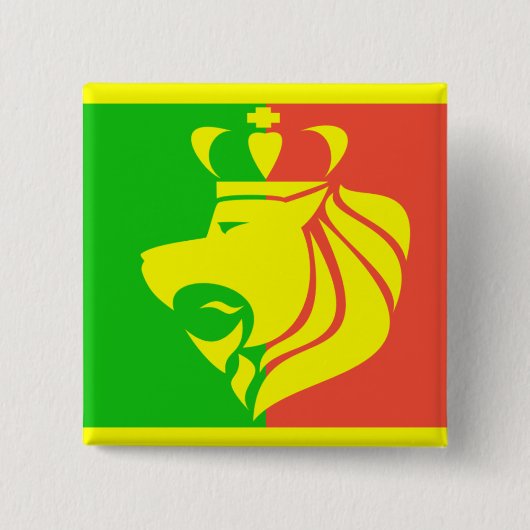 Rasta Reggae Flag en Lion Vierkante Button 5,1 Cm (Voorkant)