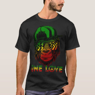 Rasta Reggae Monkey One Love Jamaica Music Headpho T-shirt