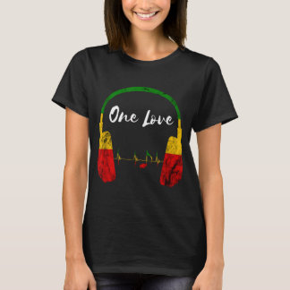 Rasta Reggae Music Headphones Jamaican Pride One L T-shirt