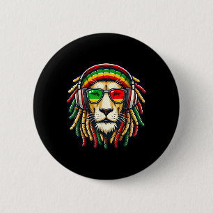 Rasta Reggae Music Lion Jamaica Ronde Button 5,7 Cm