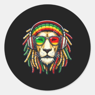 Rasta Reggae Music Lion Jamaica Ronde Sticker