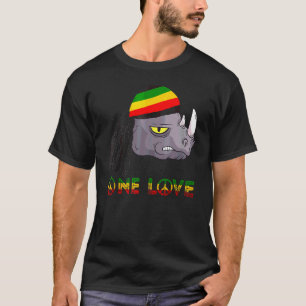 Rasta Rhino Reggae One Love Rastafarian Roots Jama T-shirt