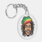 Rasta Roots & Reggae Rhythms - Iconic Bob Marley Sleutelhanger (Voorkant Links)