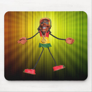 Rasta Stick Figuur met Gold Peace Sign Muismat