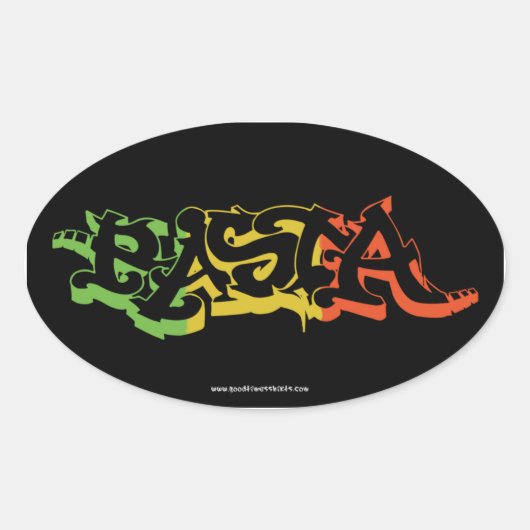 Rasta Sticker Ovaal zwart gekleurd (Voorkant)