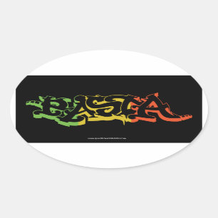 Rasta Sticker Oval Black gekleurd