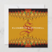 Rasta Tango Gold Lace Monogram Huwelijk Kaart (Voorkant)