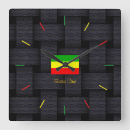 'Rasta Time' Vierkante Klok