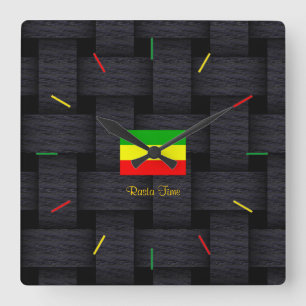 'Rasta Time' Vierkante Klok