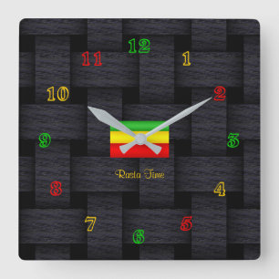 'Rasta Time Vierkante Klok