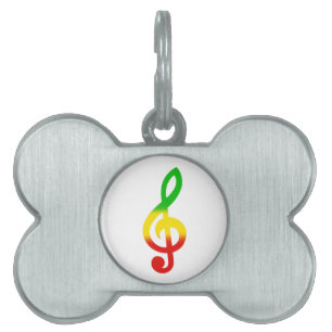 Rasta Treble Clef Huisdieren Naamplaatje