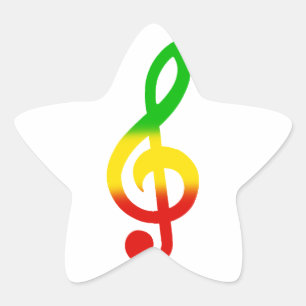 Rasta Treble Clef Ster Sticker