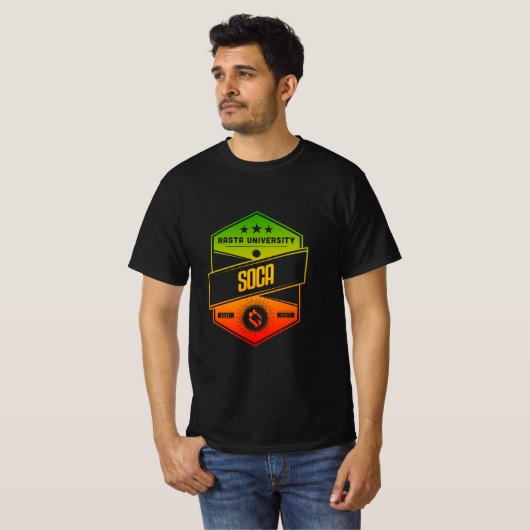 Rasta University Soca Goede Vibes Rasta Reggae T-shirt (Voorkant volledig)