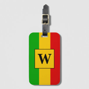 Rasta-vlag gestreept monogram bagagelabel