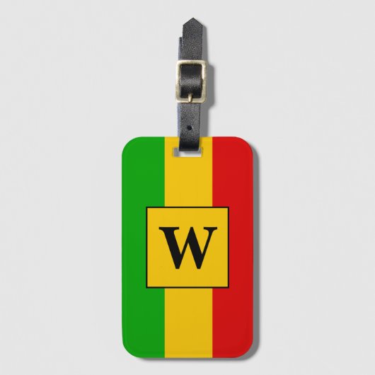 Rasta-vlag gestreept monogram bagagelabel (Voorkant (verticaal))