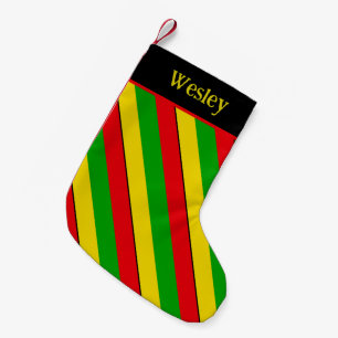 Rasta-vlagkleuren gestreept kleine kerstsok