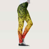 Rasta Vuur Abstracte Rook Koel Groen Geel Rood Leggings (Rechts)