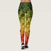 Rasta Vuur Abstracte Rook Koel Groen Geel Rood Leggings (Achterkant)