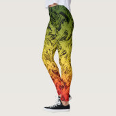 Rasta Vuur Abstracte Rook Koel Groen Geel Rood Leggings (Links)