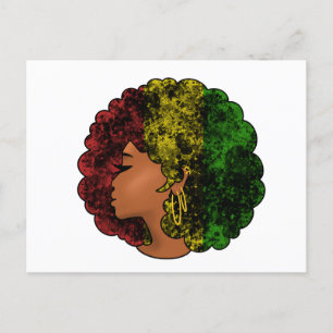 Rasta zwart meisje vrouw afro rood geel groen briefkaart