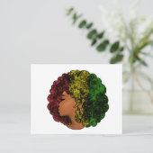 Rasta zwart meisje vrouw afro rood geel groen briefkaart (Staand voorkant)