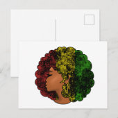 Rasta zwart meisje vrouw afro rood geel groen briefkaart (Voorkant / Achterkant)