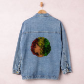 Rasta zwart meisje vrouw afro rood geel groen denim jacket (Hangar)