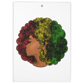 Rasta zwart meisje vrouw afro rood geel groen klembord (Achterkant)
