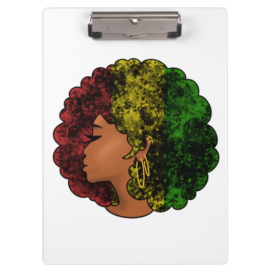 Rasta zwart meisje vrouw afro rood geel groen klembord (Voorkant)