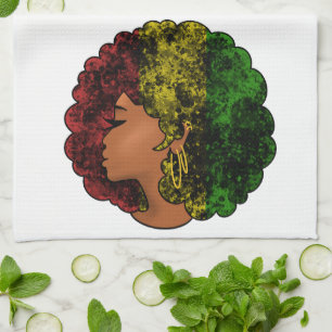 Rasta zwart meisje vrouw afro rood geel groen theedoek