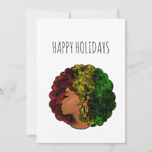 Rasta zwarte meisje vrouw afro rood geel groen feestdagenkaart