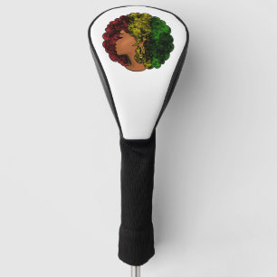 Rasta zwarte meisje vrouw afro rood geel groen  golfheadcover