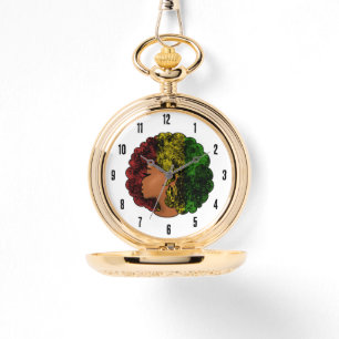 Rasta zwarte meisje vrouw afro rood geel groen horloge